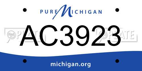 AC3923 Michigan License Plate