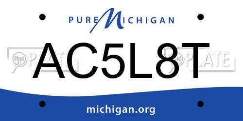 AC5L8T Michigan License Plate