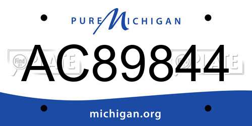 AC89844 Michigan License Plate