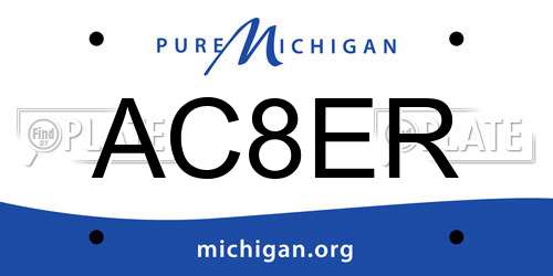 AC8ER Michigan License Plate