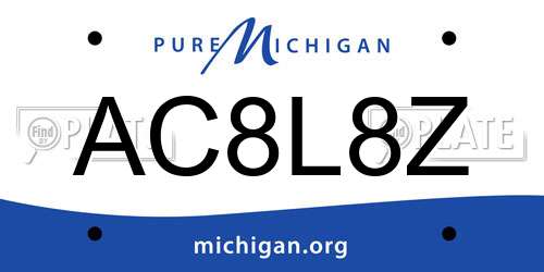 AC8L8Z Michigan License Plate