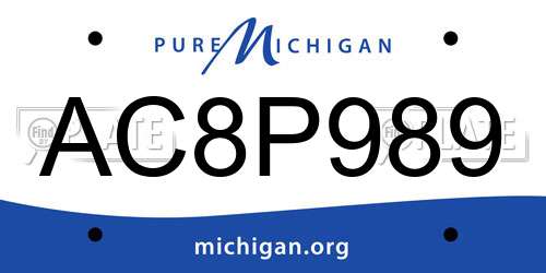 AC8P989 Michigan License Plate