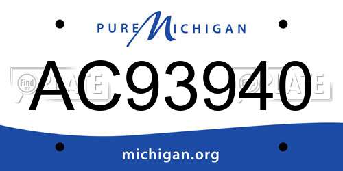 AC93940 Michigan License Plate