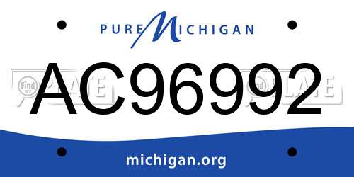 AC96992 Michigan License Plate
