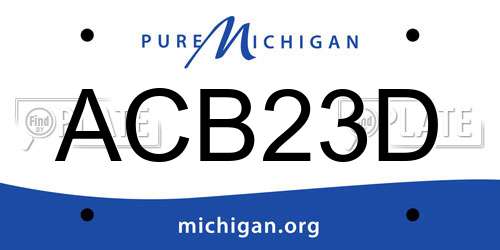 ACB23D Michigan License Plate