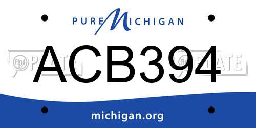 ACB394 Michigan License Plate