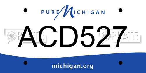 ACD527 Michigan License Plate