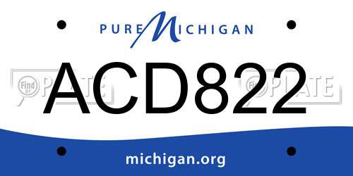 ACD822 Michigan License Plate