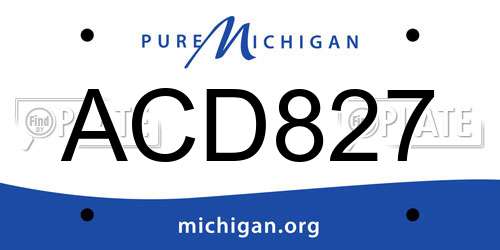 ACD827 Michigan License Plate