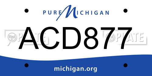 ACD877 Michigan License Plate