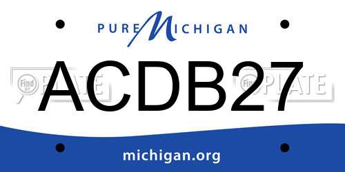 ACDB27 Michigan License Plate