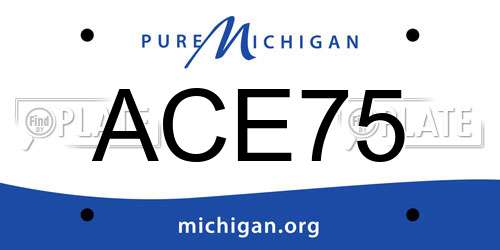 ACE75 Michigan License Plate
