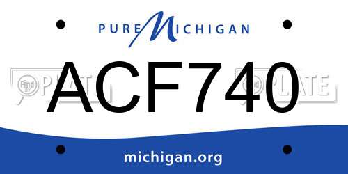 ACF740 Michigan License Plate
