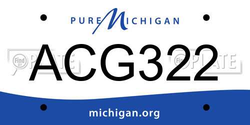 ACG322 Michigan License Plate