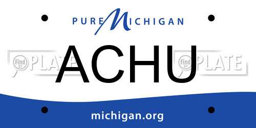 ACHU Michigan License Plate
