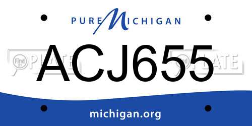 ACJ655 Michigan License Plate