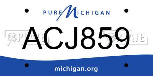 ACJ859 Michigan License Plate