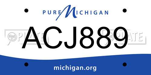ACJ889 Michigan License Plate