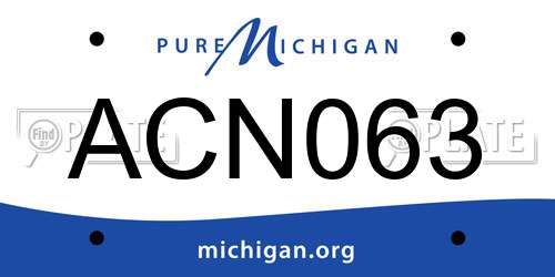 ACN063 Michigan License Plate
