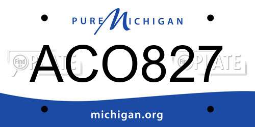 ACO827 Michigan License Plate