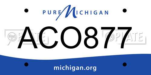 ACO877 Michigan License Plate