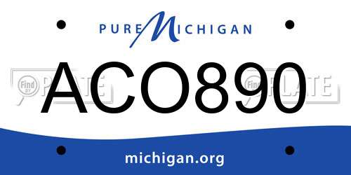 ACO890 Michigan License Plate