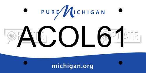 ACOL61 Michigan License Plate