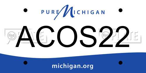ACOS22 Michigan License Plate