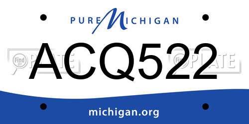 ACQ522 Michigan License Plate