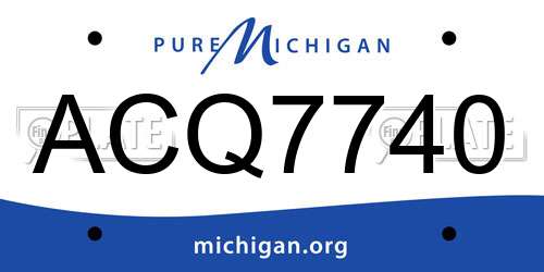 ACQ7740 Michigan License Plate