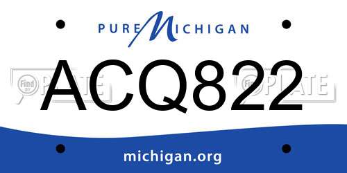 ACQ822 Michigan License Plate