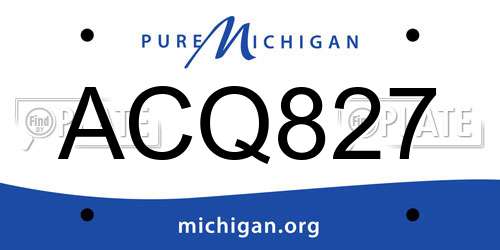 ACQ827 Michigan License Plate