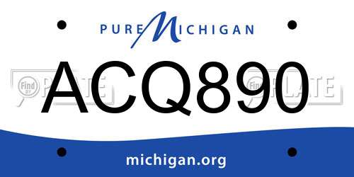 ACQ890 Michigan License Plate