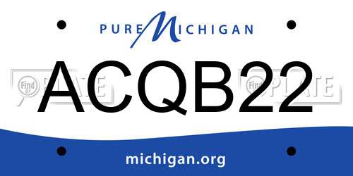 ACQB22 Michigan License Plate