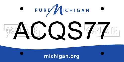 ACQS77 Michigan License Plate