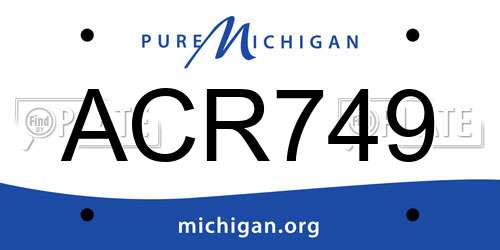ACR749 Michigan License Plate