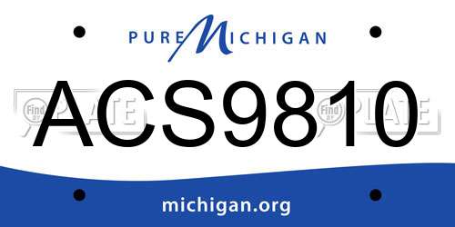 ACS9810 Michigan License Plate