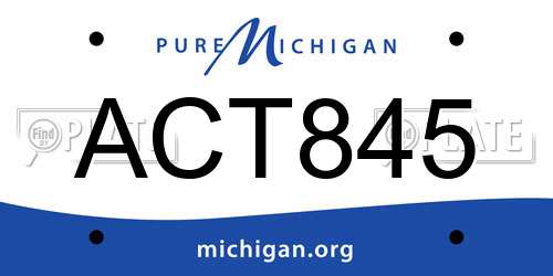 ACT845 Michigan License Plate