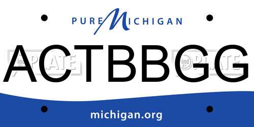 ACTBBGG Michigan License Plate