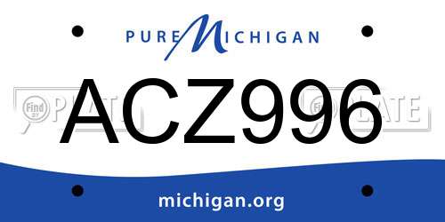 ACZ996 Michigan License Plate