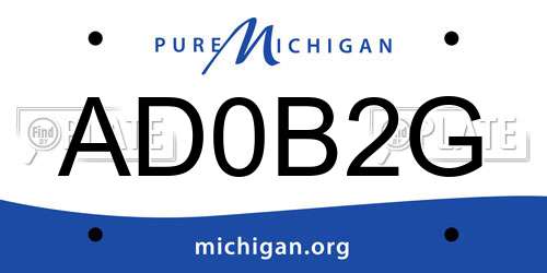 AD0B2G Michigan License Plate