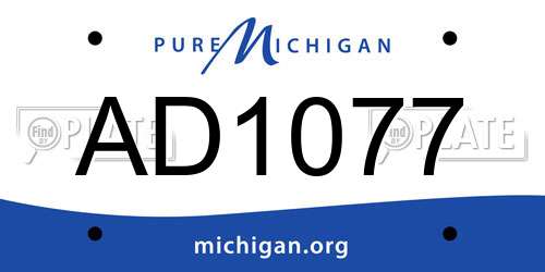 AD1077 Michigan License Plate