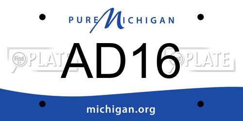 AD16 Michigan License Plate