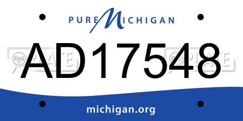 AD17548 Michigan License Plate