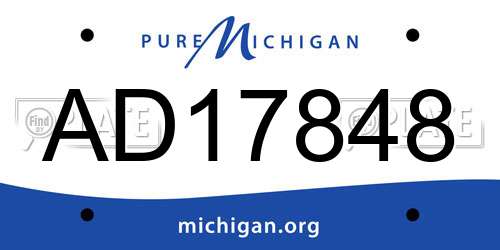 AD17848 Michigan License Plate