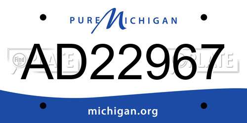 AD22967 Michigan License Plate