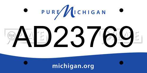 AD23769 Michigan License Plate