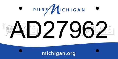 AD27962 Michigan License Plate