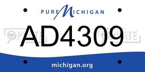 AD4309 Michigan License Plate