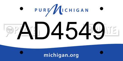 AD4549 Michigan License Plate